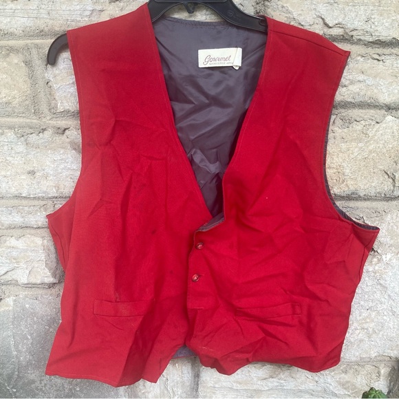 Vintage Gourmet Pocket Change red button down vest as is - Picture 3 of 10